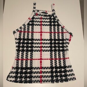 NWOT SHEIN Plaid Red Black and White Top Size Small